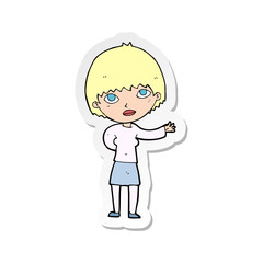 sticker of a cartoon woman explaining