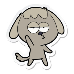 sticker of a cartoon bored dog