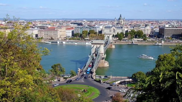 Overlooking Budapest from the Royal castle on a sunny afternoon. We are looking to the Pest side from Buda.