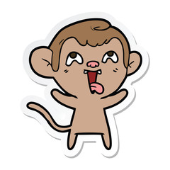 sticker of a crazy cartoon monkey