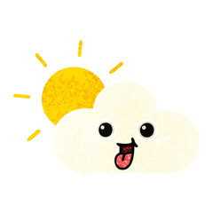retro illustration style cartoon sun and cloud