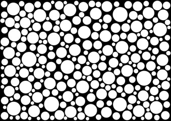 white balls on a black background, texture monochrome circles