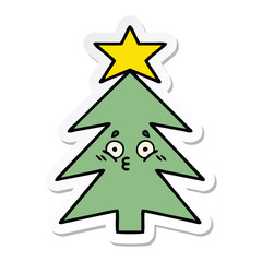 Fototapeta premium sticker of a cute cartoon christmas tree