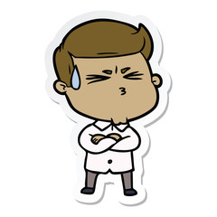 sticker of a cartoon man sweating