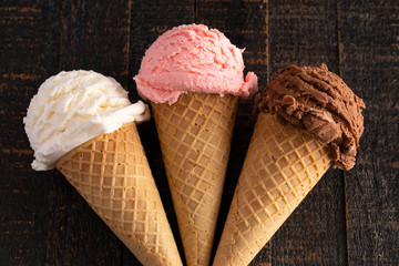 Three Classic Flavors of Ice Cream