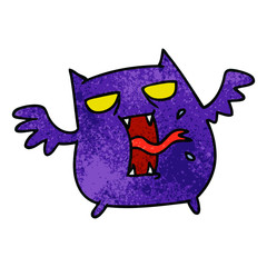 textured cartoon of cute scary kawaii bat