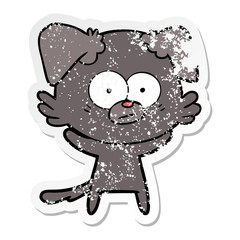 distressed sticker of a nervous dog cartoon