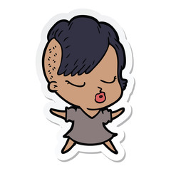 Obraz premium sticker of a cartoon pretty hipster girl
