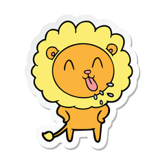sticker of a happy cartoon lion
