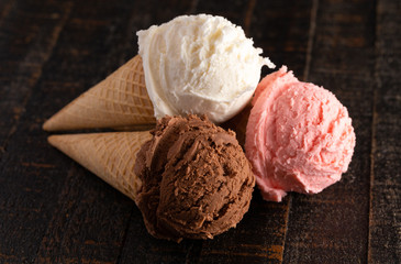 Three Classic Flavors of Ice Cream