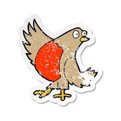 retro distressed sticker of a cartoon dancing robin