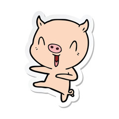 sticker of a cartoon pig dancing