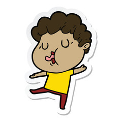 sticker of a cartoon man singing