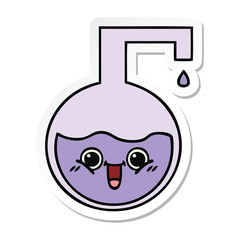 sticker of a cute cartoon science experiment