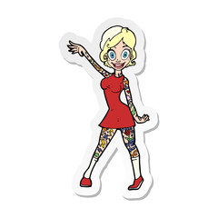 sticker of a cartoon woman with tattoos