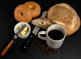 coffee, bread, coffee