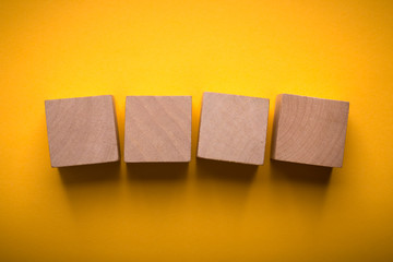 Four Blank Wooden Blocks isolated