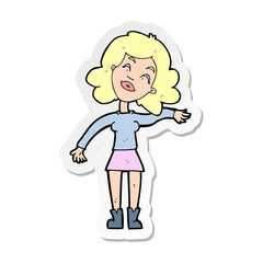sticker of a cartoon woman only joking