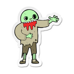 sticker of a cartoon spooky zombie