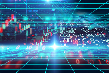 stock market investment graph with indicator and volume data.