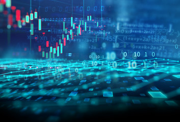 stock market investment graph with indicator and volume data.