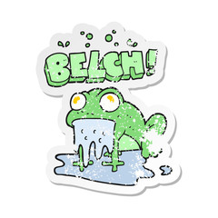 retro distressed sticker of a cartoon gross little frog