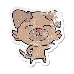 distressed sticker of a cartoon dog