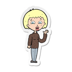 sticker of a cartoon woman waving