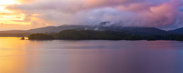 Sunrise sailing to Haines, Alaska trough the Chilkoot inlet. 