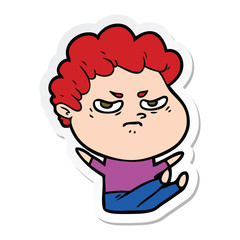 sticker of a cartoon angry man