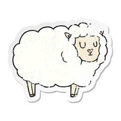 distressed sticker of a cartoon sheep