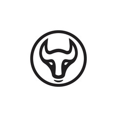 head bull with circle logo design vector illustration