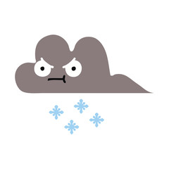 flat color retro cartoon storm snow cloud