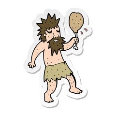 sticker of a cartoon cave man