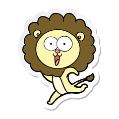 sticker of a happy cartoon lion