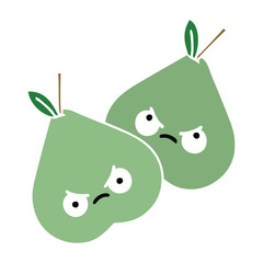 flat color retro cartoon green pear