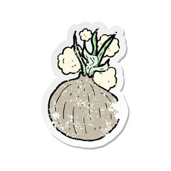 retro distressed sticker of a cartoon onion