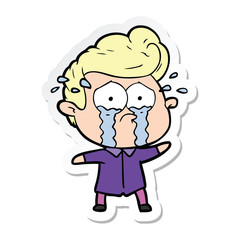 sticker of a cartoon crying man