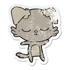 distressed sticker of a cute cartoon dog