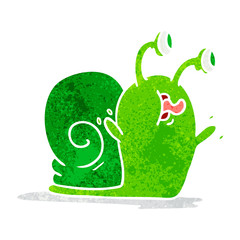 retro cartoon of a slimy snail