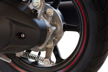 A rear wheel of motorcycle scooter