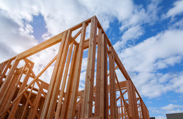 New construction of beam construction house framed the ground up