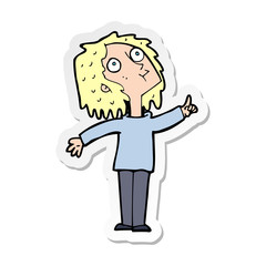 sticker of a cartoon curious woman