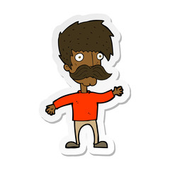 sticker of a cartoon man with mustache waving