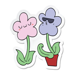 sticker of a cute cartoon flower