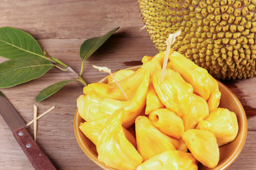 Tropical Jack Fruit on the wood background
