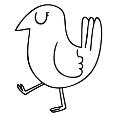 quirky line drawing cartoon yellow bird