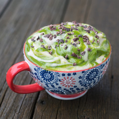 Vanilla and mint banana ice cream smoothie bowl