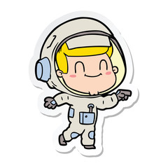 sticker of a happy cartoon astronaut man