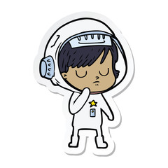 sticker of a cartoon astronaut woman